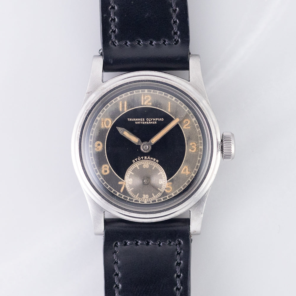TAVANNES Bulls eye Black Gilt Dial