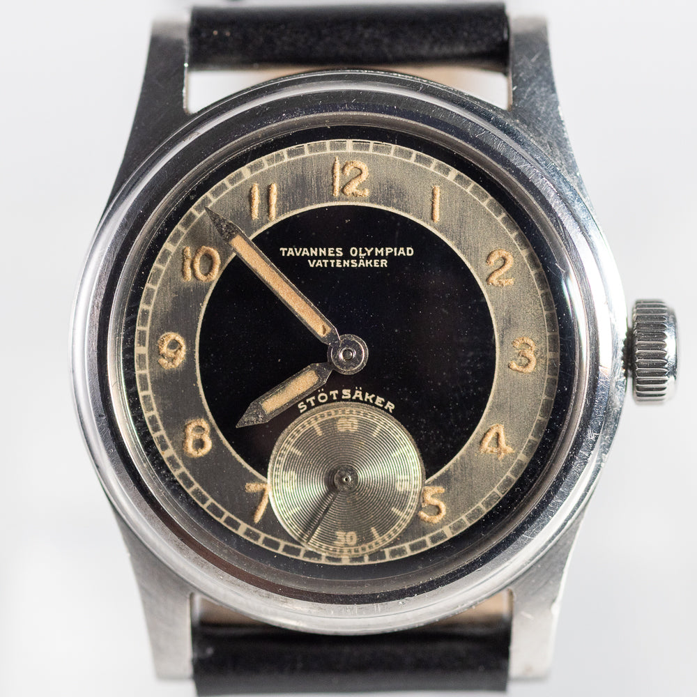 TAVANNES Bulls eye Black Gilt Dial
