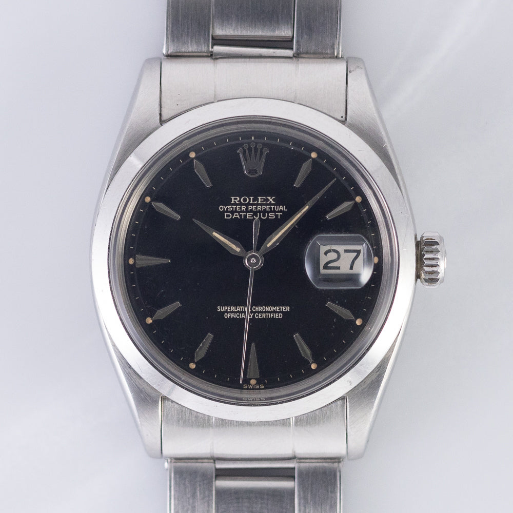 ROLEX DATEJUST Ref.1600 Glossy Black Gilt Dial – TIMEANAGRAM