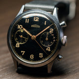 ANGELUS waterploof Micro Pusher Chronograph Black Gilt Dial Cal.215