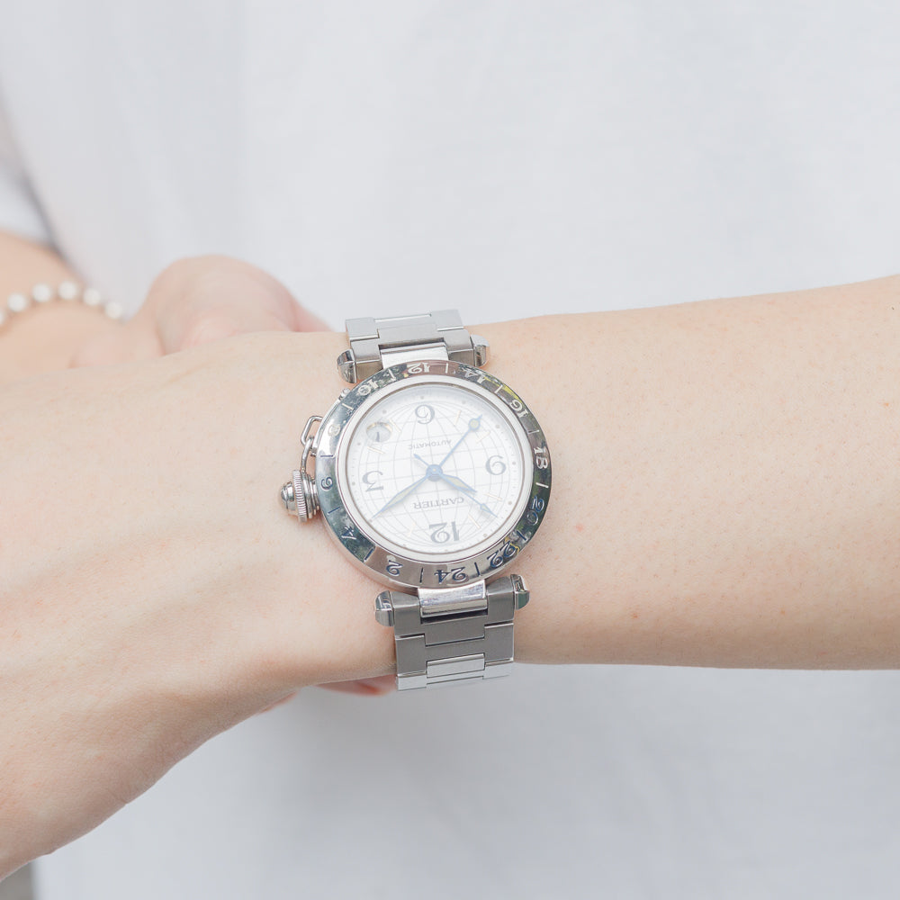 CARTIER LM PASHA GMT Ref.2377 with BOX