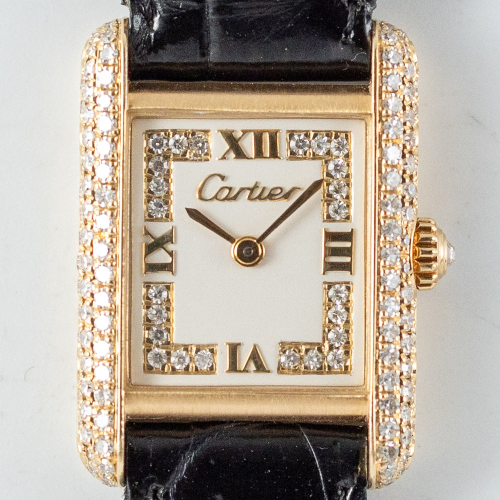 CARTIER SM 18K Tank Diamond and Applied Dial