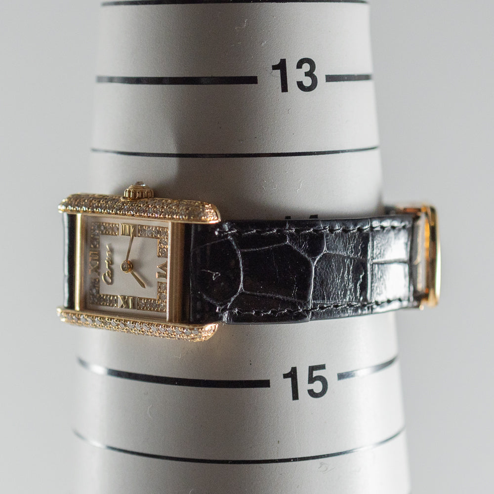CARTIER SM 18K Tank Diamond and Applied Dial