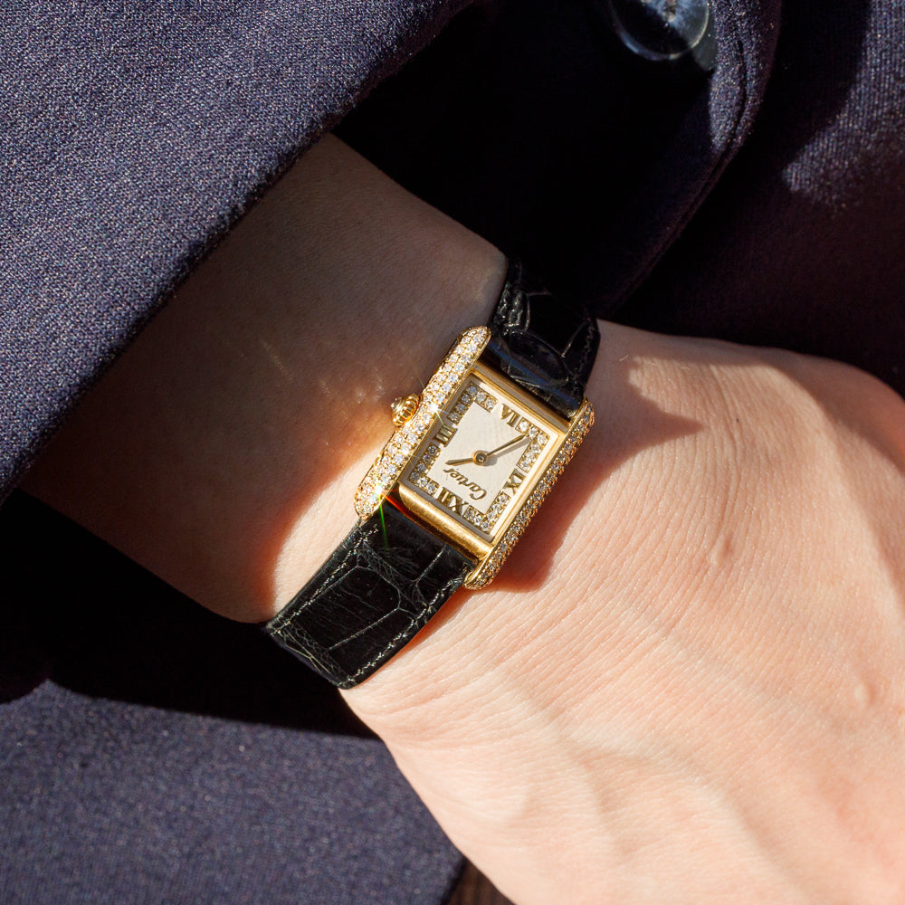 CARTIER SM 18K Tank Diamond and Applied Dial
