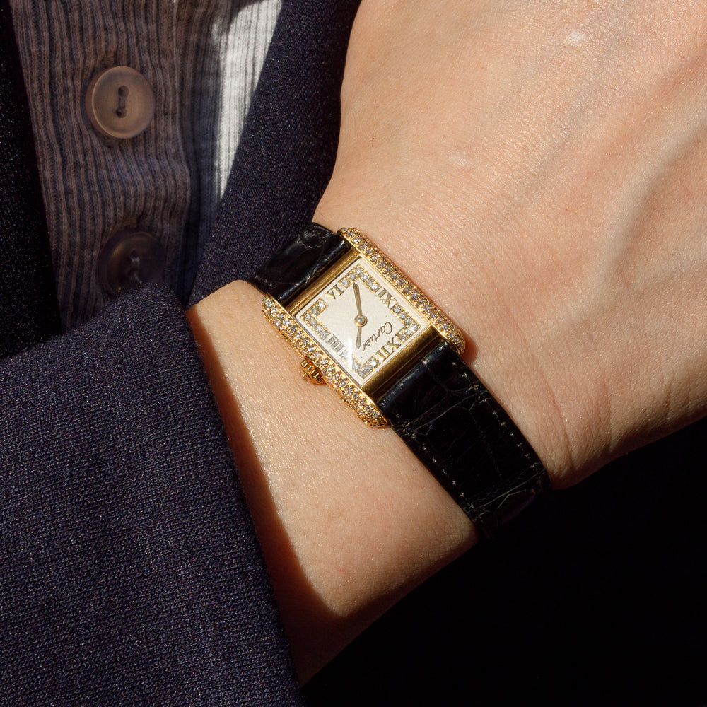 CARTIER SM 18K Tank Diamond and Applied Dial