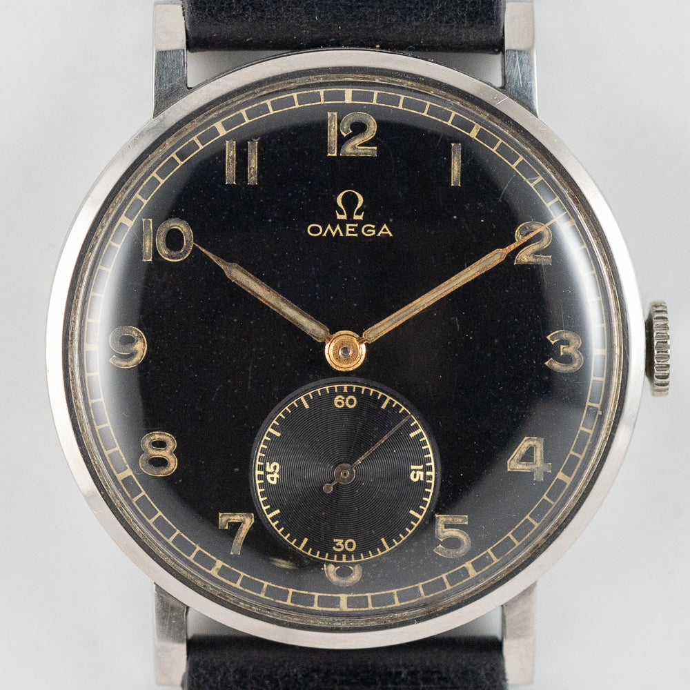 OMEGA Oversize 38mm Black Gilt Dial Cal.30