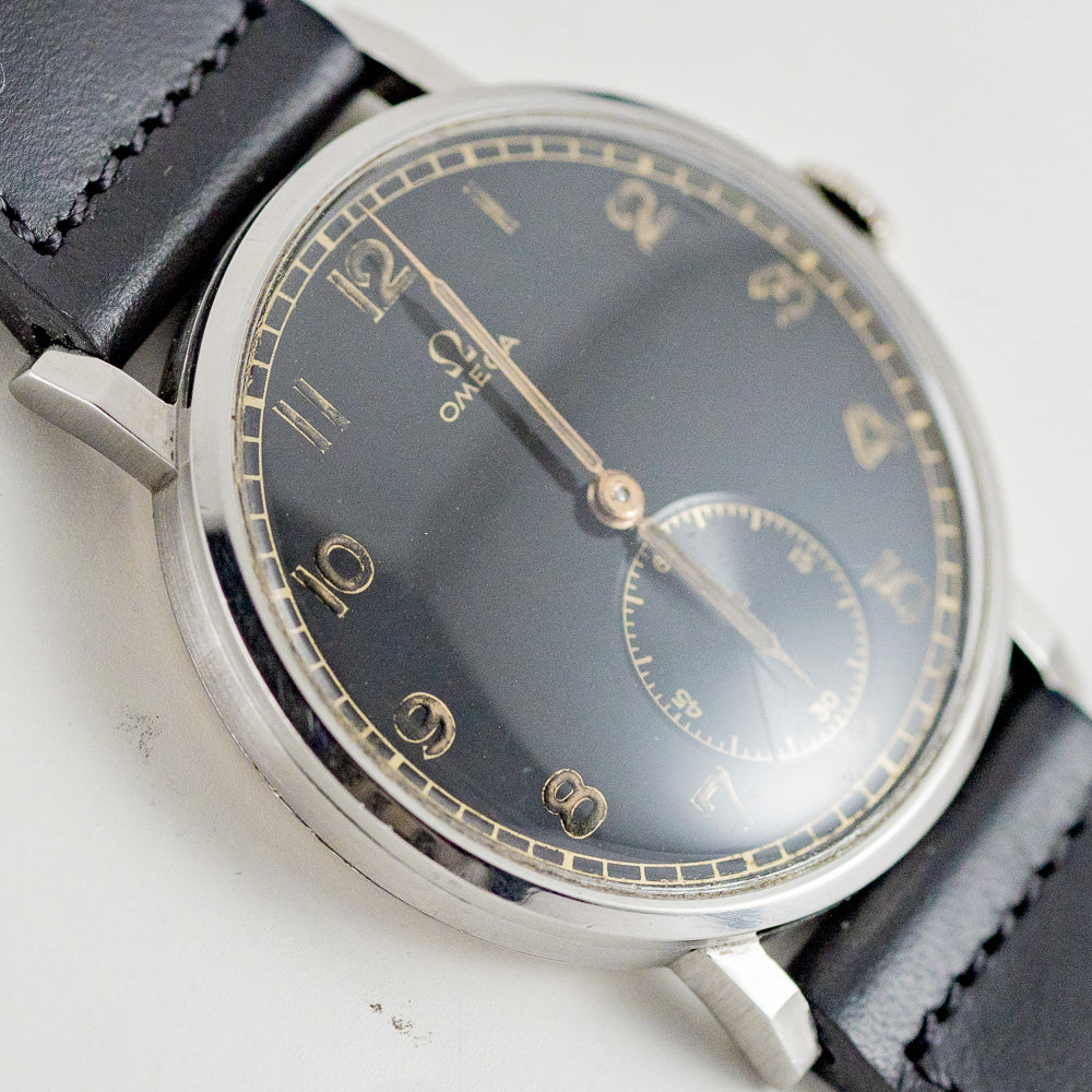 OMEGA Oversize 38mm Black Gilt Dial Cal.30