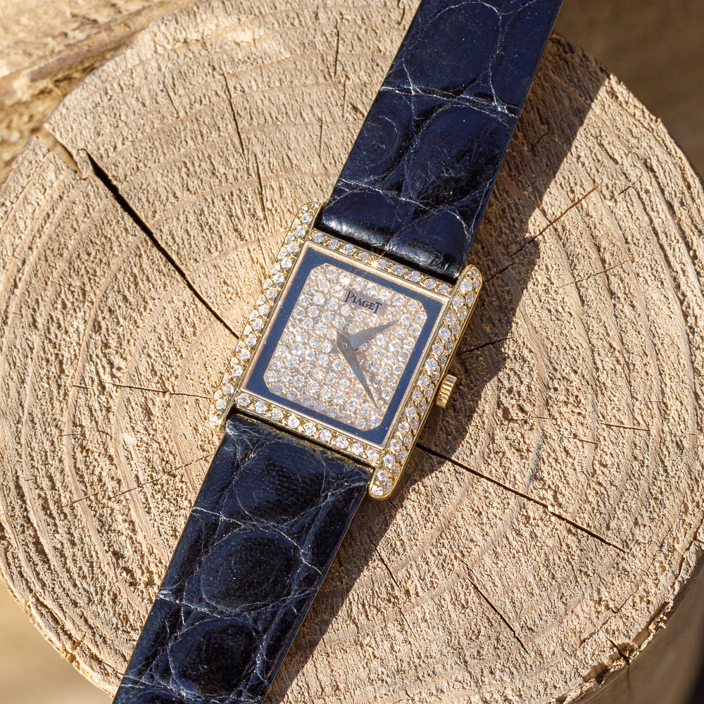 PIAGET REF.40825 ONYX / PAVE DIAMOND DIAL Tank