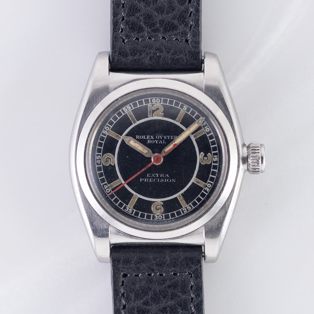 ROLEX OYSTER ROYAL Flatback Black Mirror SECTOR DIAL Cal.10 1/2 Open Face