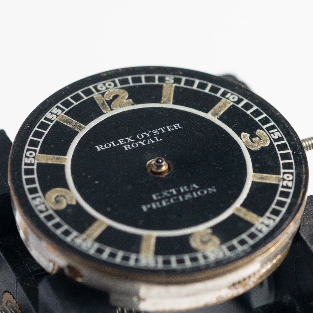 ROLEX OYSTER ROYAL Flatback Black Mirror SECTOR DIAL Cal.10 1/2 Open Face