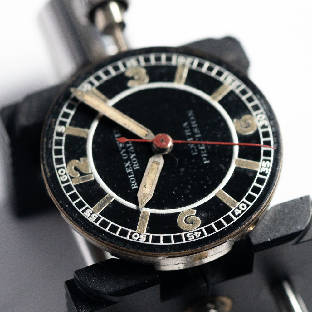 ROLEX OYSTER ROYAL Flatback Black Mirror SECTOR DIAL Cal.10 1/2 Open Face