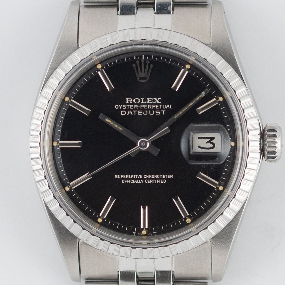 ROLEX DATEJUST Ref.1603 Glossy Black Gilt Dial