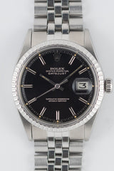 ROLEX DATEJUST Ref.1603 Glossy Black Gilt Dial