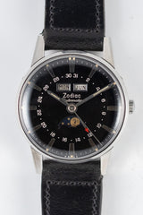 ZODIAC Triple Calendar Moonphase Black Black Gilt Dial