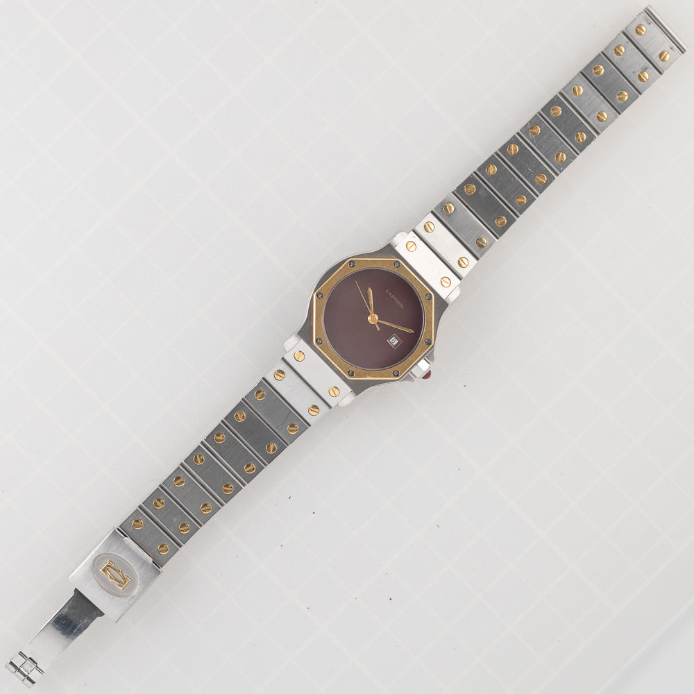 CARTIER LM SANTOS OCTAGON REF.2966 Burgundy