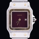 CARTIER LM Santos Carree Burgundy Ref.2961 w.Serivice BOX