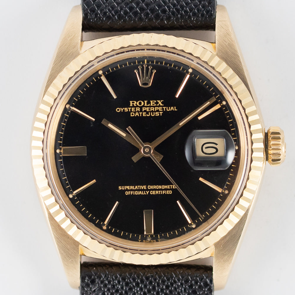 ROLEX DATEJUST Ref.1601 18K Yellow Gold Black Gilt DOORSTOP Dial
