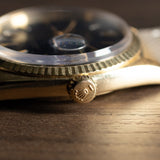 ROLEX DATEJUST Big Coronet Black Gilt Dial 14KYG Ref.1601