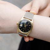 ROLEX DATEJUST Big Coronet Black Gilt Dial 14KYG Ref.1601