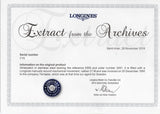 LONGINES MINT CONDITION w.Extract from the Archives