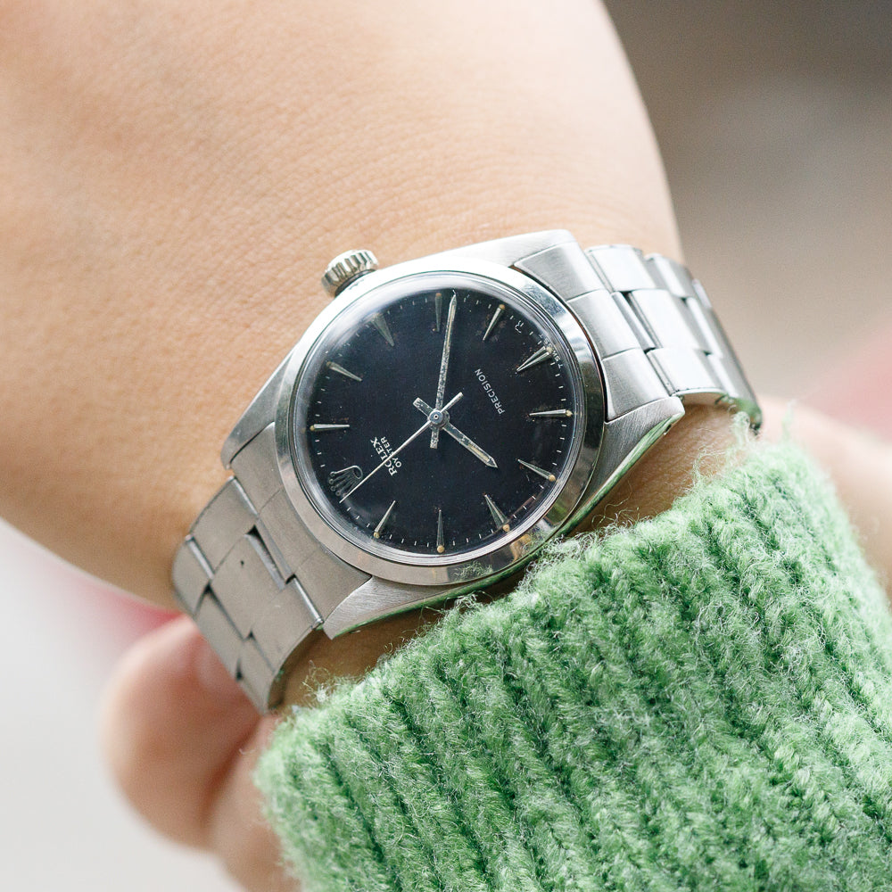 ROLEX OYSTER Black Gilt Dial Ref.6426
