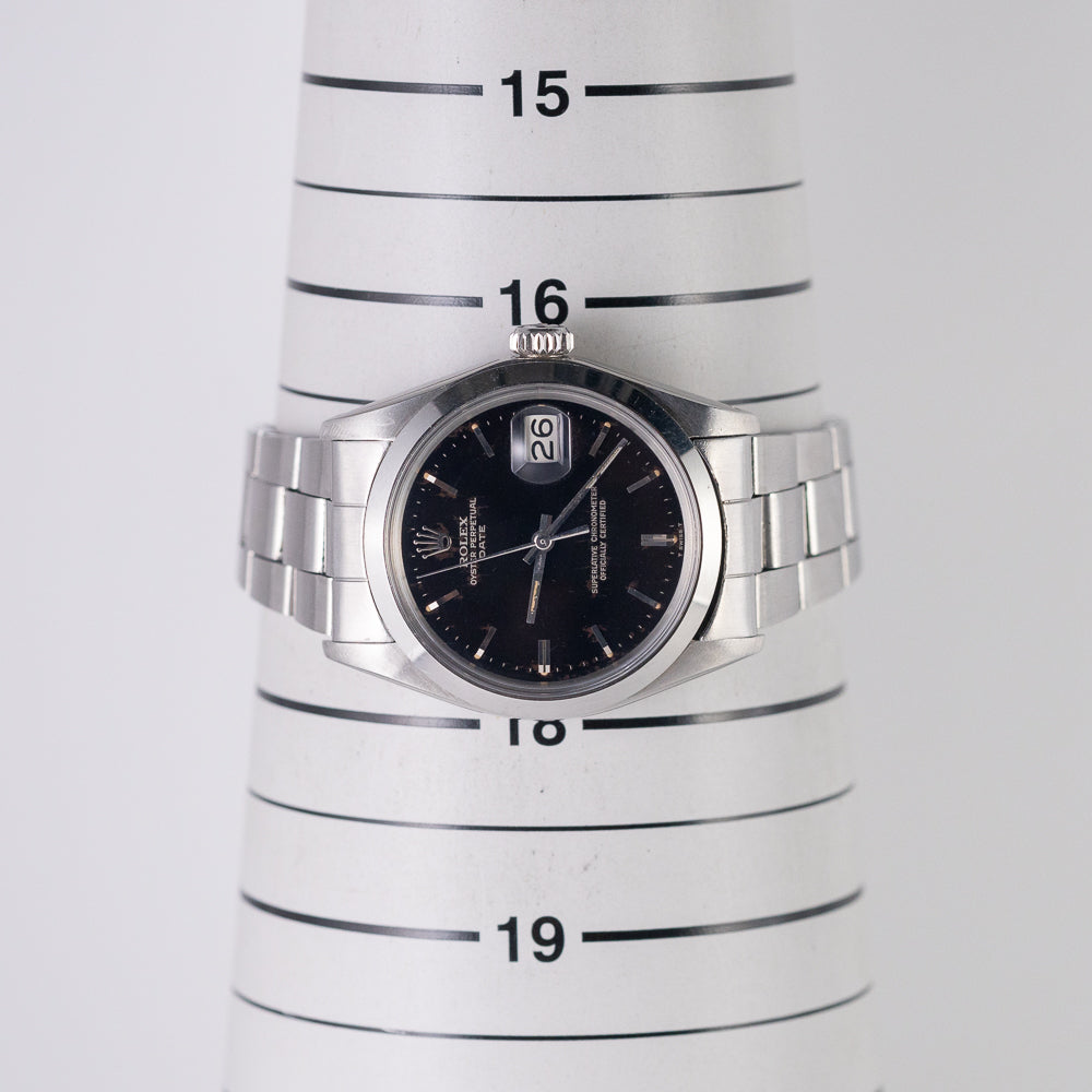 ROLEX OYSTER PERPETUAL DATE Ref.1500 Black Gilt Dial