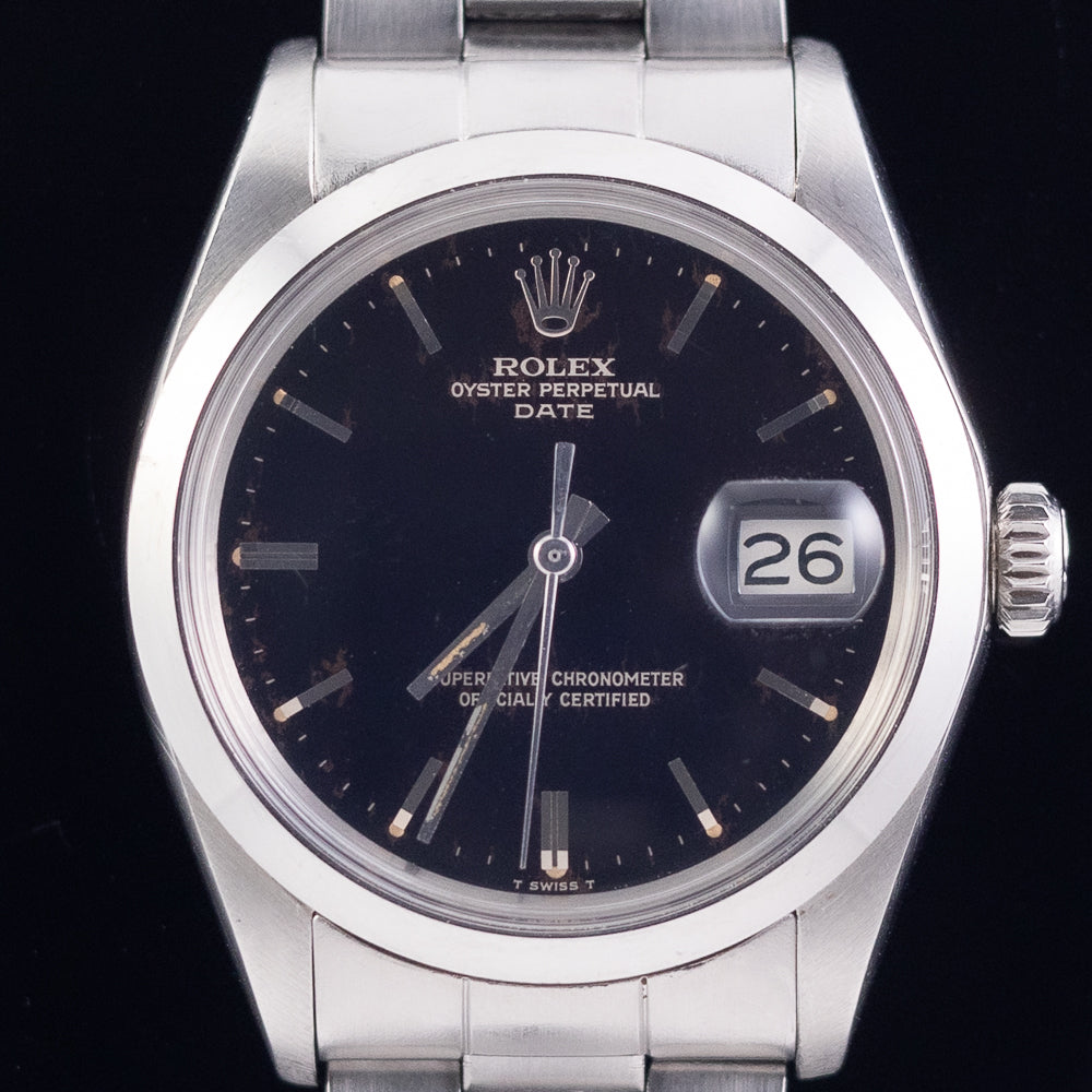 ROLEX OYSTER PERPETUAL DATE Ref.1500 Black Gilt Dial
