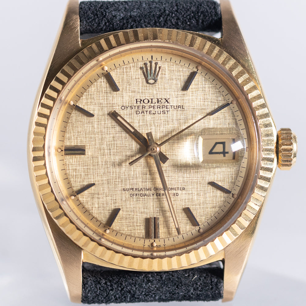 ROLEX DATEJUST Ref.1601 Linen Dial 18K Yellow Gold