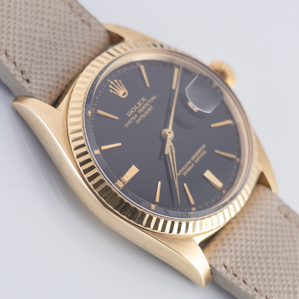 ROLEX DATEJUST Ref.1601 14K Yellow Gold Black Gilt DOORSTOP Dial