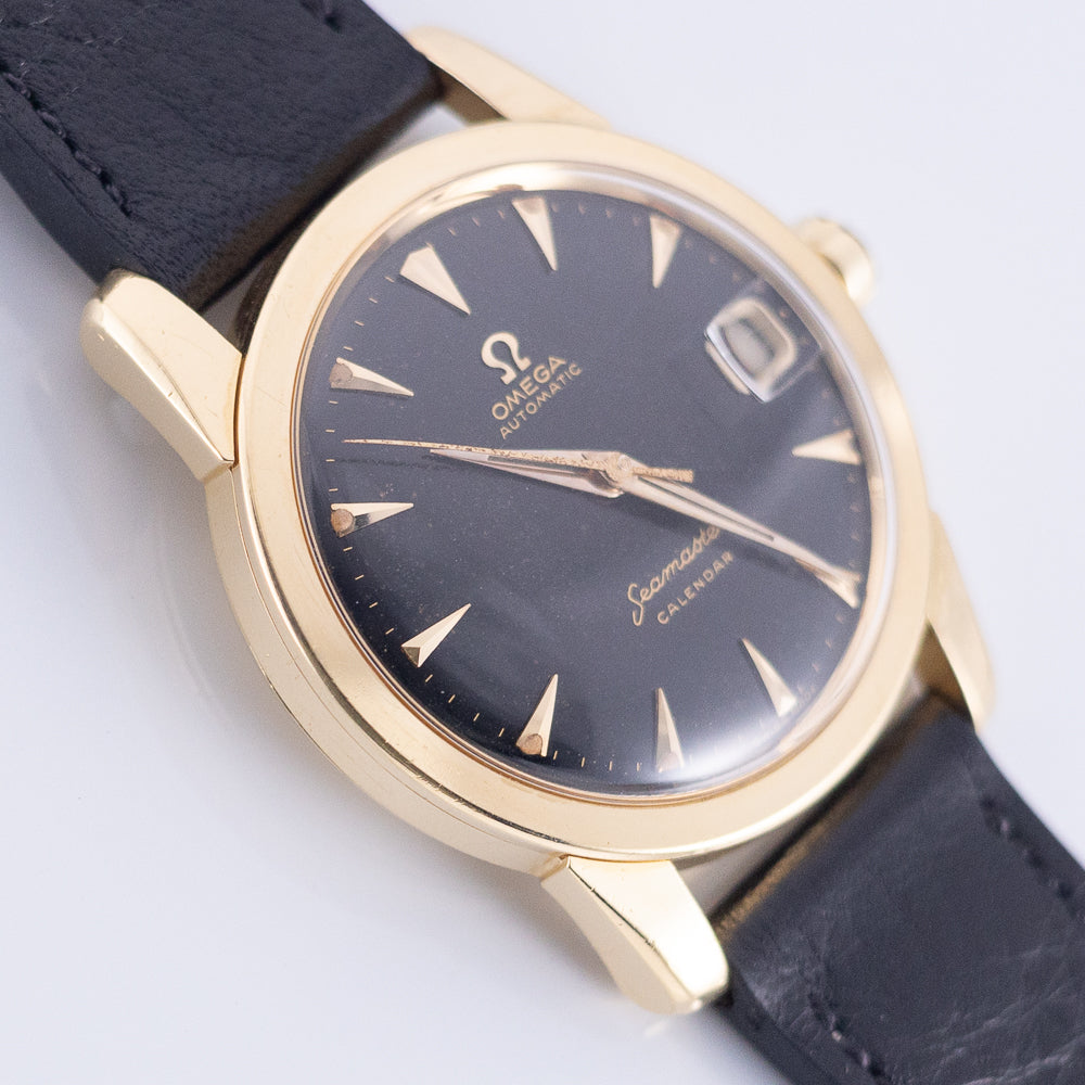 OMEGA Seamaster Ref.2849 18K Yellow Gold Black Gilt Dial w.Box and Paper