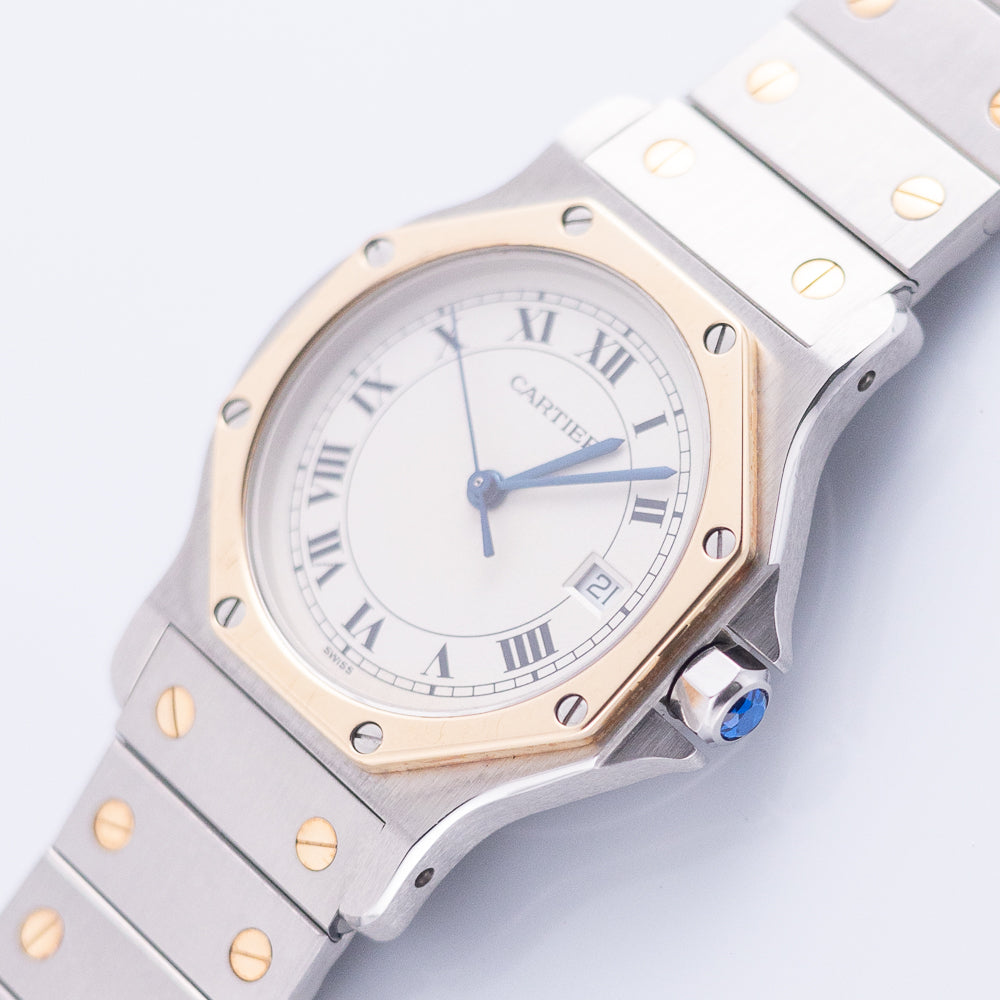 CARTIER LM SANTOS OCTAGON Ref.187902 NOS W.BOX&PAPER