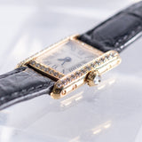 CARTIER PM Mini TANK Louis Cartier Pave Diamond Bezel Ref.828001