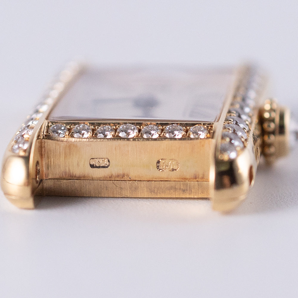 CARTIER PM Mini TANK Louis Cartier Pave Diamond Bezel Ref.828001