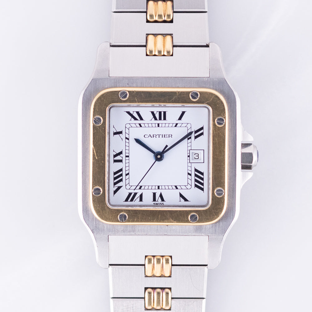 CARTIER LM Santos Ref.2961 AUTOMATIC Godron Bracelet MINT