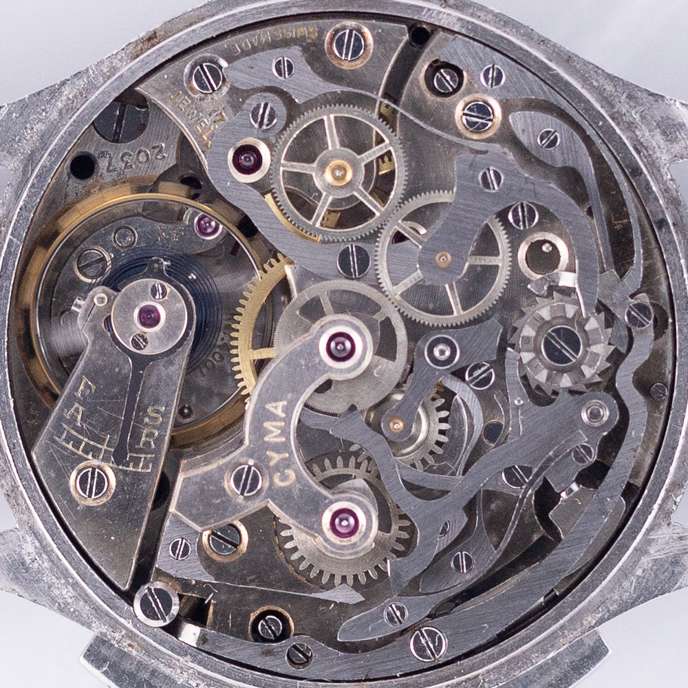 CYMA Black Gilt Dial Cylinder Case Valjoux 22