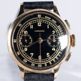 LONGINES Cal.13ZN Chronograph Black Gilt Dial 18K Yellow Gold