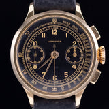 LONGINES Cal.13ZN Chronograph Black Gilt Dial 18K Yellow Gold