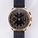 LONGINES Cal.13ZN Chronograph Black Gilt Dial 18K Yellow Gold