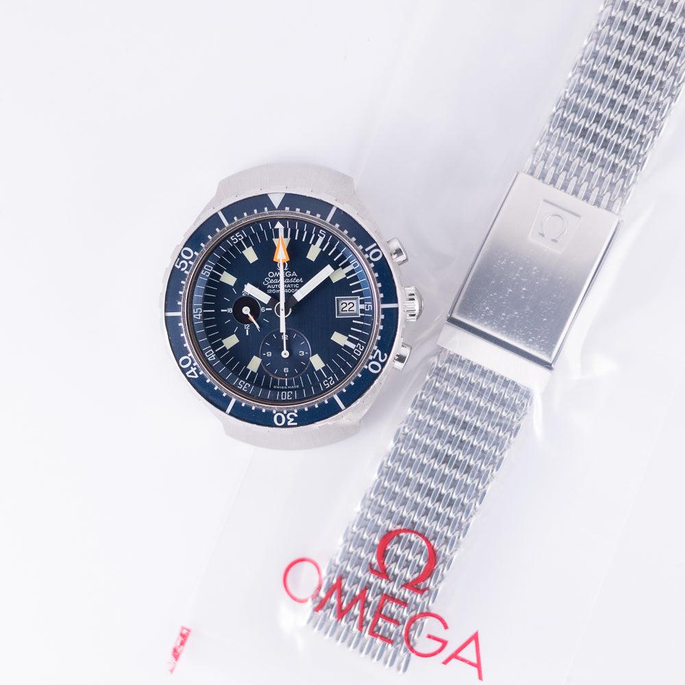 OMEGA Seamaster 120 “Big Blue” Ref.176.004 Cal.1040 Service Bezel with NOS Mesh Bracelet & Box