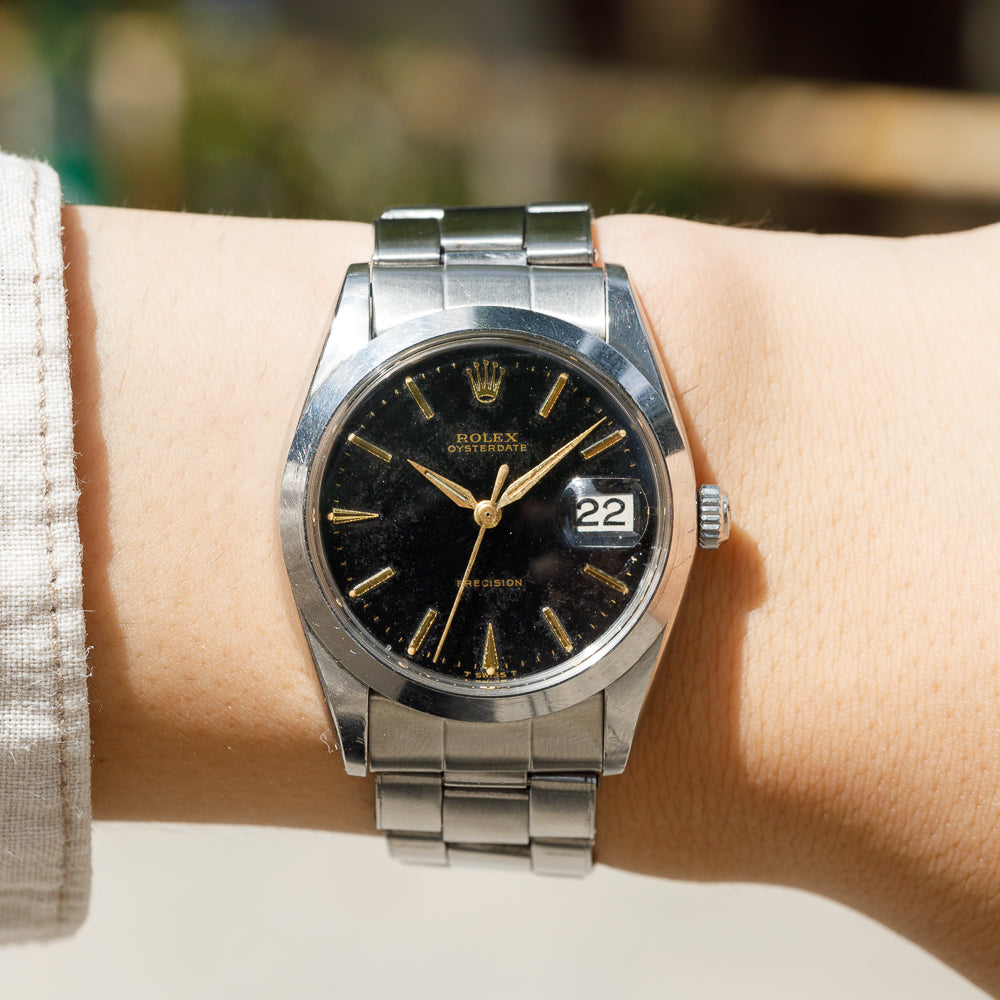ROLEX OYSTERDATE Re.6694 Black Gilt Dial