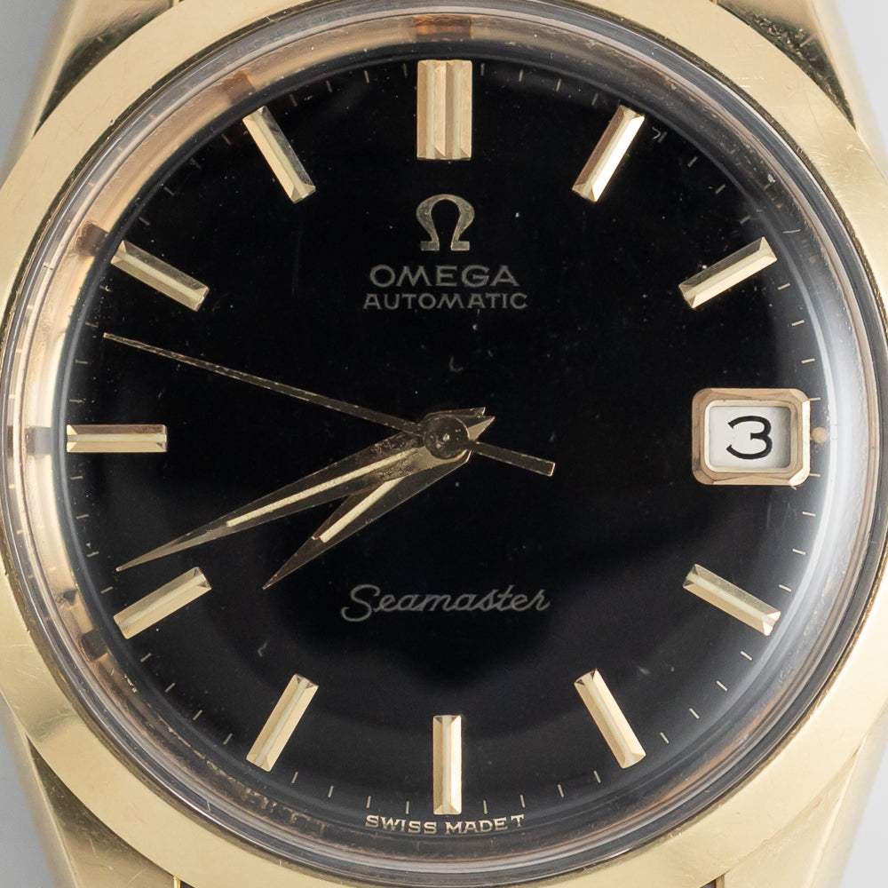 OMEGA Seamaster Ref.166.010 Gold Top Glossy Black Gilt Dial
