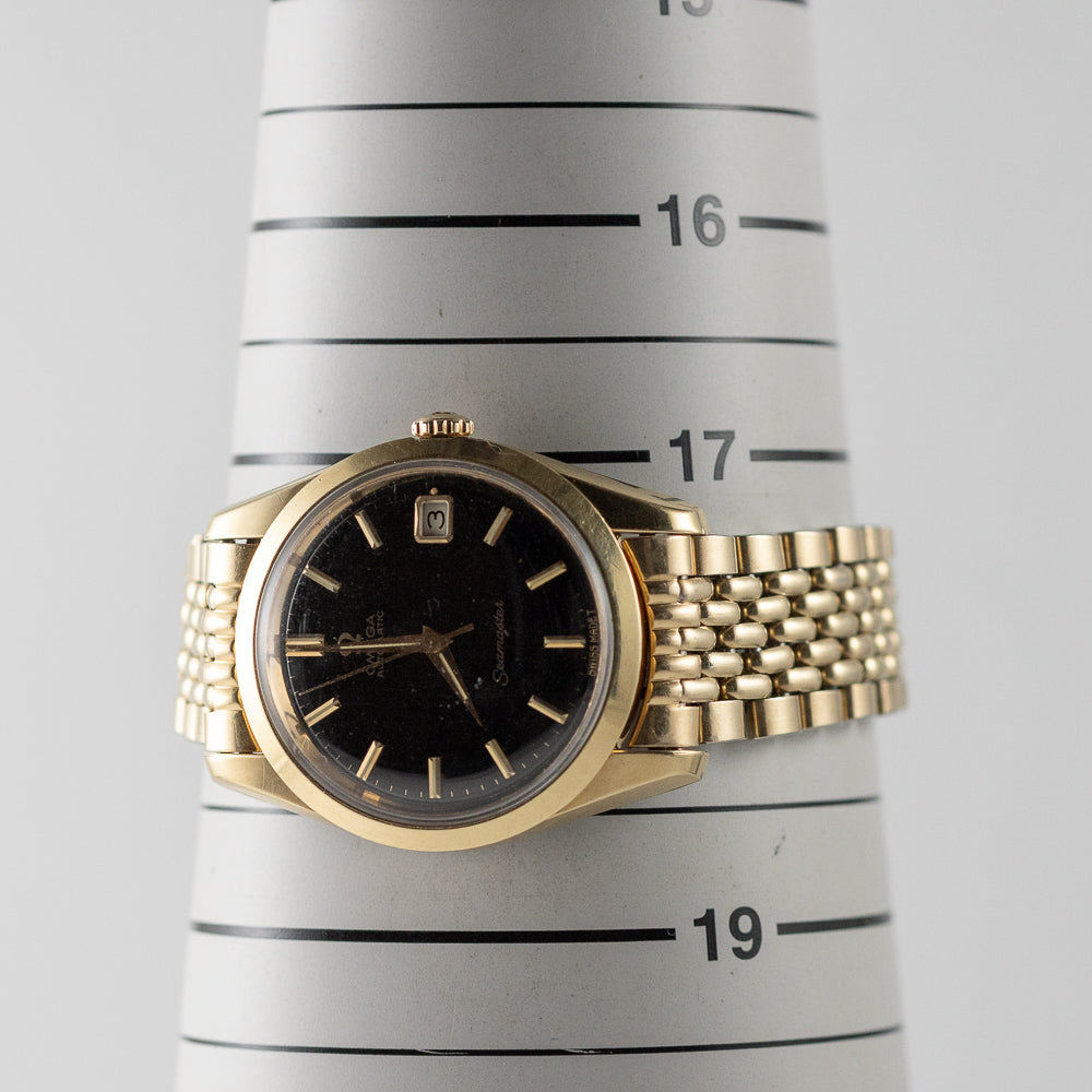 OMEGA Seamaster Ref.166.010 Gold Top Glossy Black Gilt Dial