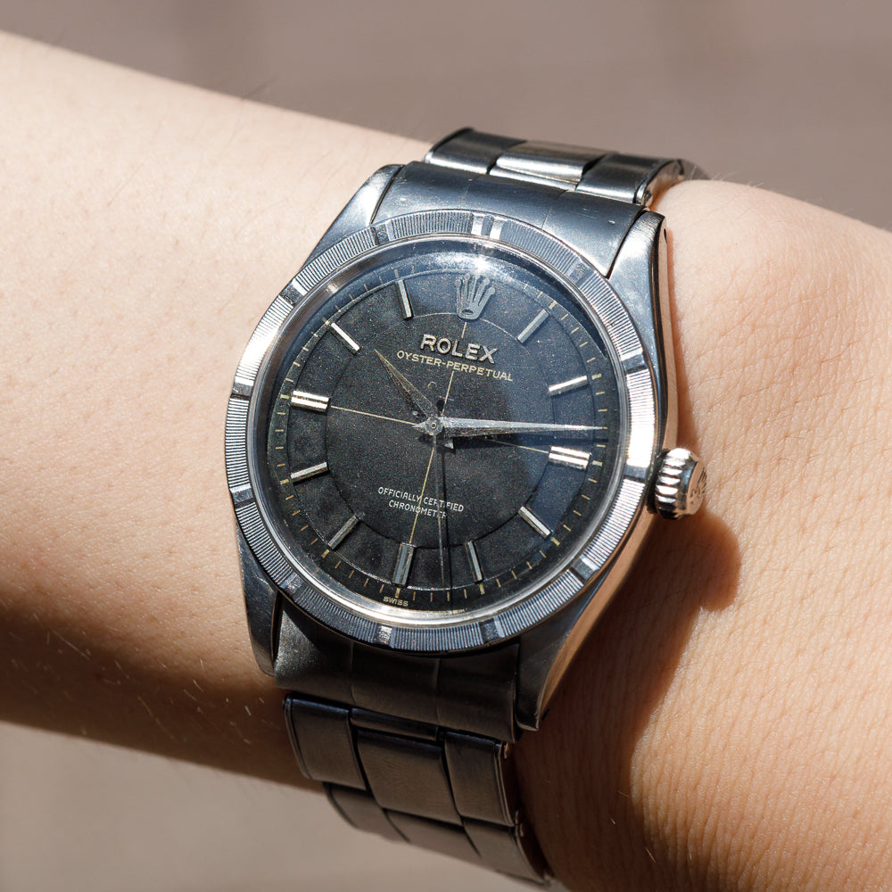 ROLEX OYSTER PERPETUAL Ref.6569 Black Gilt Pie Pan Sector Dial