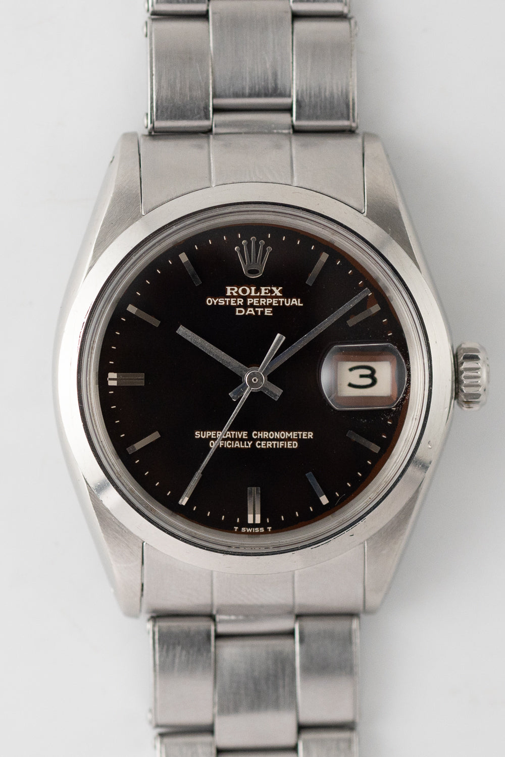 ROLEX OYSTER PERPETUAL DATE Ref.1500 Black Gilt Tropical Dial