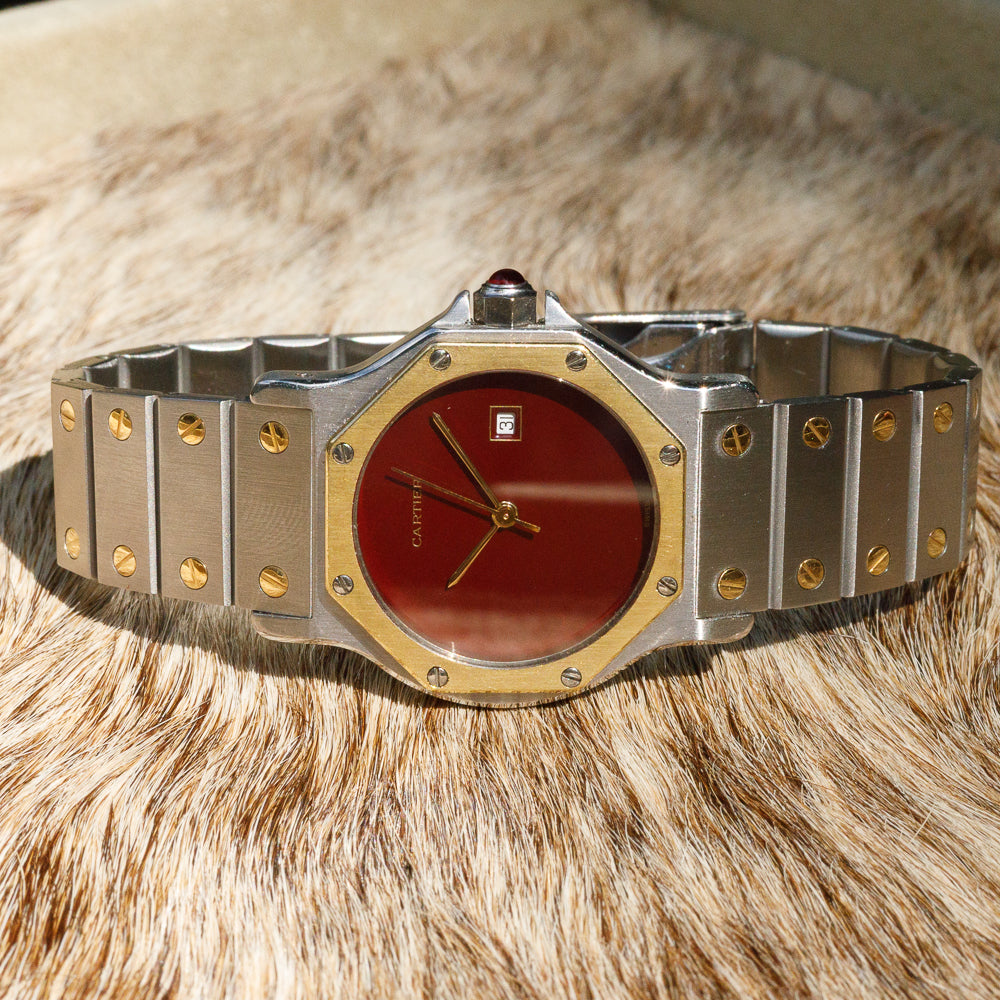 CARTIER LM SANTOS OCTAGON REF.2966 Burgundy
