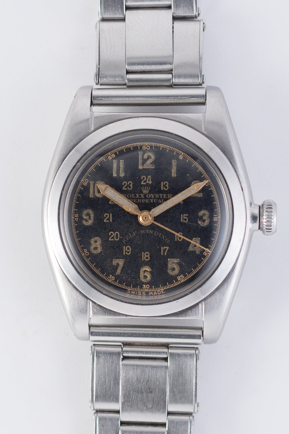 1960年代　STILLBROOK（スティルブルック）　アンティーク　パブミラー ROLEX Bubble back Ref.2940 Black Gilt Majestic Dial – TIMEANAGRAM