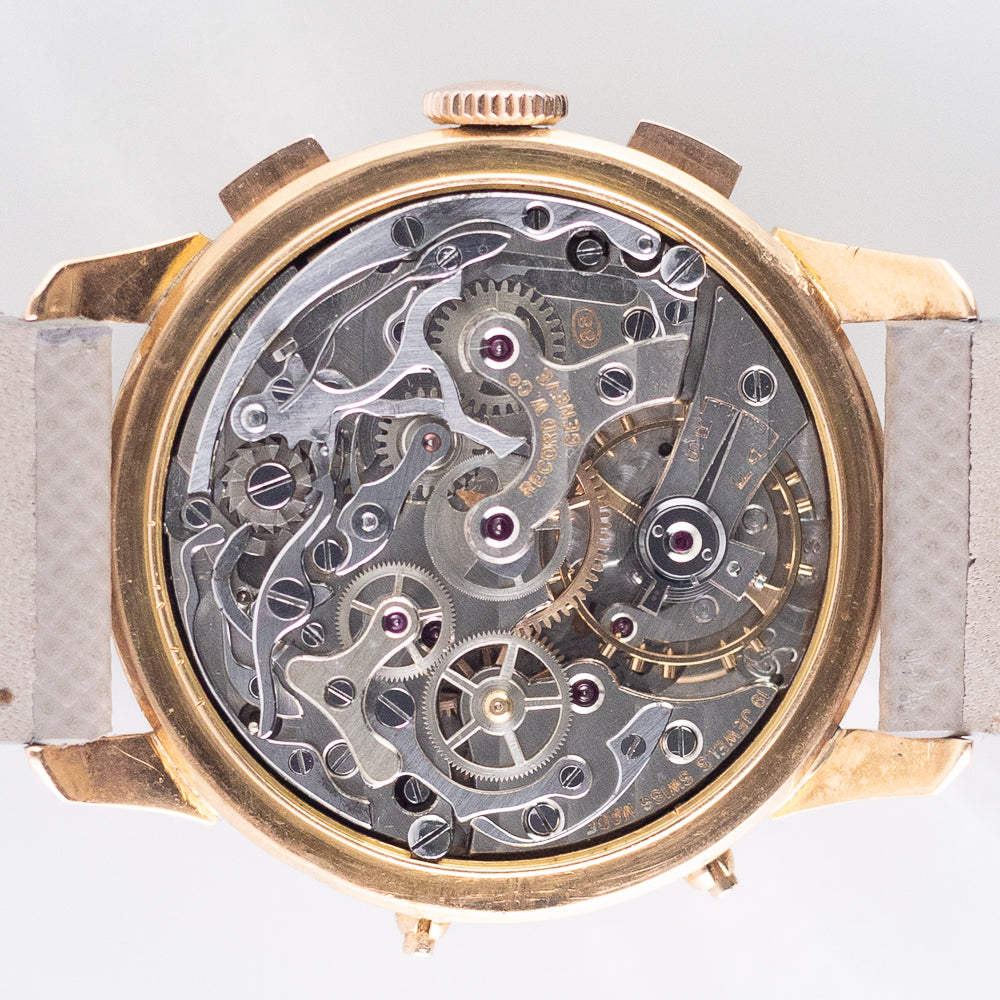 RECORD Valjoux 88 Triple Calendar Moon Phase Chronograph in 18K Rose Gold