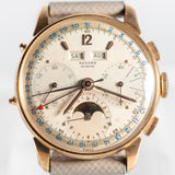 RECORD Valjoux 88 Triple Calendar Moon Phase Chronograph in 18K Rose Gold