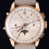 RECORD Valjoux 88 Triple Calendar Moon Phase Chronograph in 18K Rose Gold