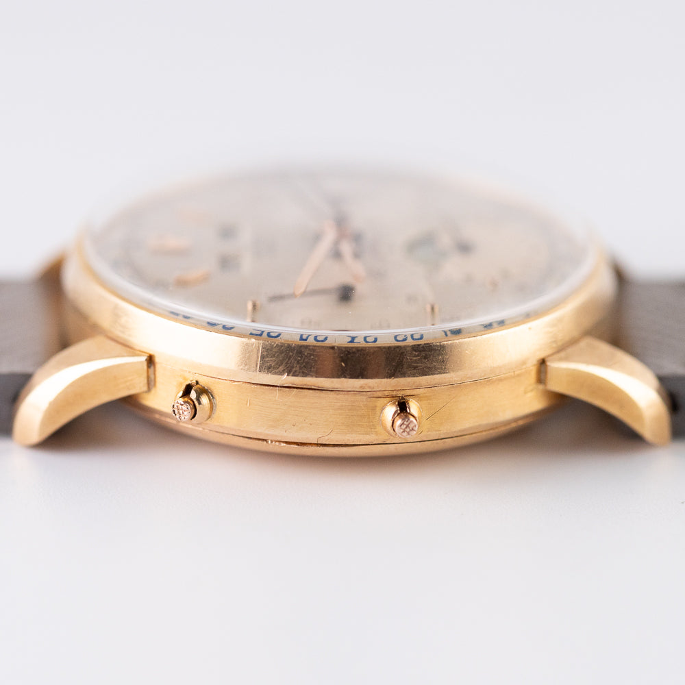 RECORD Valjoux 88 Triple Calendar Moon Phase Chronograph in 18K Rose Gold